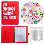 100 Envelope Challenge Binder, Easy and Fun Way to Save $5,050, Budget Binder Planner Book for Budgeting Planner & Saving Money (Red)