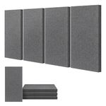 UMIACOUSTICS 4 PCS Acoustic Panels, 2“ Thick 23.6" x 11.8" Fiberglass Sound Absorbing Panels, Self-adhesive Soundproof Panels for Studios, Office, Home Theater. Charcoal Grey