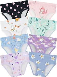 BliBliTaTa Girls' Underwear,Soft Cotton Tagless Panties for Toddlers' & Little Kids' Comfort,Breathable Briefs in Sizes 18-24 Months,2T,3T,4T,5T,6T,7,8,10,12 Years Old,8-Pack Bird-4T