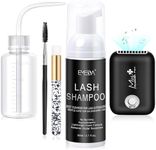 EMEDA Lash Shampoo Kit Cleaning Bath - Lash Cleanser for Extensions, USB Mini Portable Fan Brush Wash Bottle, Oil Free Lash Foam Safe for Natural Lashes Eyelash Shampoo for Lash Extensions