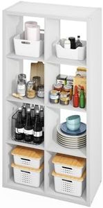 Furinno HERMITE Kitchen Island, 8-Cube Coffee Bar, Extra Thick Kitchen Storage, Bakers Rack, for Pantry Organizers and Storage, Kitchen Organization, White