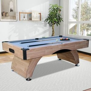 Billiards Table，7 FT Pool Table with Premium Accessories, Durable Matte-Black Finish, and Heavy Duty Legs for Modern Adult Rrec Room Family Game Room (Wood)