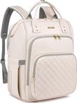 Laptop Backpack for Women, 17.3 Inch Computer Backpack for Teacher Nurse with Water Resistant, Lightweight Travel Work Backpack with USB Port, Quilted Commuter Backpack purse,Beige,2323H-04