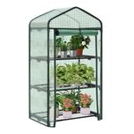 WOLTU Mini Greenhouse Plastic 3 Shelves with Strong Weatherproof Reinforced Cover 69x49x125cm for Herbs Flowers Seedlings Fruit，Green