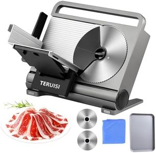 TERUISI Meat Slicer, 200W Electric Meat Slicer Machine Food Slicer, Foldable Deli Meat Cutter With 2 Removable 7.5" Stainless Steel Blade, 0-15mm Adjustable Thickness For Home Use, Meat, Cheese, Bread