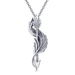 ONEFINITY Feather Pendant Necklace S925 Sterling Silver Arrow Necklace Classic Love Polished Sideways Arrow Jewelry Gift for Men Women