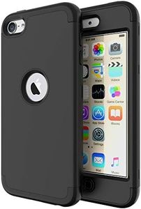 ULAK Funda iPod Touch 7, iPod Touch 5/6 Carcasa Híbrido 3 en 1 Silicona Suave Cubierta de la Suave Resistente a Rayones Absorción de Choque Caso para iPod Touch 5ª/6ª/7ª Generación - Negro