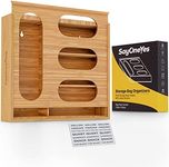 Sayoneyes Ziplock Bag Organizer for Drawer - Premium Bamboo Plastic Bag Storage Organizer for Kitchen – Compatible with Ziploc, Glad, Hefty, Solimo for Gallon, Quart, Sandwich & Variety Size Bags