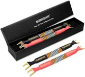 UCINNOVATE 4 Pack 6 Inch HiFi OFC Speaker Jumper Cables, Speaker Cable Bridge Bi-Wire Speaker with Gold Plated Jumper Plates, Audiophile Flexible 11AWG Cable Bridge to Speaker Cable Terminals