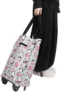 Shopping Cart, Foldable Grocery Cart, Large Storage Space Shopping Bag with Flexible Wheels, Shopping Trolley for Elderly, Mom, for Groceries, Camping, Shopping, Laundry