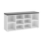 VASAGLE Shoe Bench, Shoe Shelf, Shoe Rack, Storage Cabinet, 10 Compartments, with Cushion, for Entryway, 104 x 30 x 48 cm, White LHS10WT