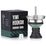 Yimi Hookah Premium Clay Hookah Bowl Set | Stainless Steel Shisha Bowl Screen & Mesh | Stainless Steel Hookah Chimney Bowl |Silicone Hookah Bowl Grommet Kit (Lake Green)…