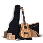 Caramel CB103 30 Inch High Gloss Zebra Wood Baritone Acoustic Electric Ukulele with Truss Rod with D-G-B-E strings & G-C-E-A strings, Padded Gig Bag, Strap and EQ cable