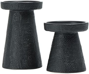 Main + Mesa Stoneware Pillar & Taper Candle Holders, Set of 2