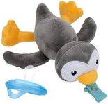 Nuby Calming Natural Flex Snuggleez Pacifier with Plush Combo Set for Cuddling with Comfort, Penguin