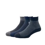 Allen Solly Men'S Cotton Quarter Length Socks (Pack Of 3) - Black, Dark Grey, Navy