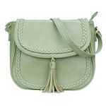 KKXIU Casual Flap Saddle Crossbody Bags for Women Purses and Handbags with Tassel, Green, Small