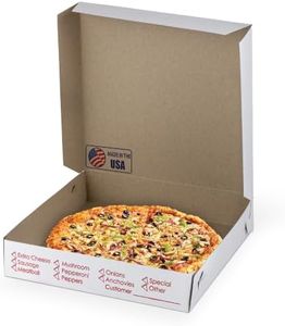 MT Products White-Red Pizza Box 12" x 12" x 2" - Extra Thin Pizza Boxes with Design (Pack of 200) - Made in the USA