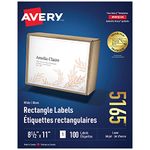 Avery Shipping Labels with TrueBlock Technology for Laser/Inkjet Printers, 11" x 8.5", White, Rectangle, 100 Labels, Permanent (5165) Made in Canada