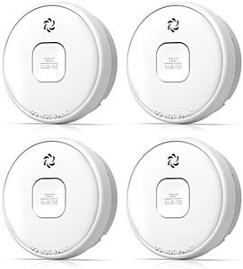 Putogesafe Smoke Detector, 10-Year Smoke Alarm with Photoelectric Sensor and Built-in 3V Lithum Battery, Fire Alarm with Test Button and Low Battery Warning, Fire Safety for Home, 4 Pack