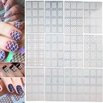 Nails Art Designs Set/Kit/Lot of 12 Sheets PVC/Vinyl Self Adhesive/Images Decals Stencils/Patterns Stickers Templates for Fingernails and Toenails Painting