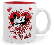 Exclusive Mickey and Minnie Mouse "Perfect Match" Jumbo Ceramic Coffee Mug | Disney Kitchen Accessories | Housewares and Drinkware for Home Bar Set | Holds 20 Ounces