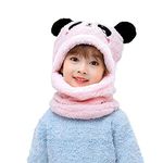 Okara Children's Plush hat,Party Animal Hats for Kids Cute Panda hat.Winter Children's ski Cap Windproof Warm Cap (Suitable for Children Aged 2-10) Pink