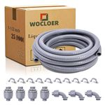 Wocloer 1-1/2 inch 25 Foot Liquid-Tight Conduit Kit, Flexible Non Metallic Electrical Conduit and Connector Kit, With 4 Straight and 3 Angle Fittings