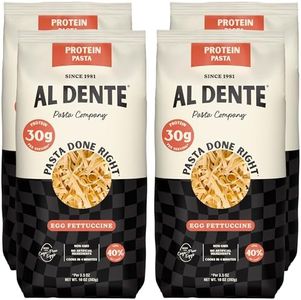 AL DENTE Carba-Nada Egg Fettuccine, Lower Carb, 16g High Protein, Cage Free Eggs, Non-GMO, Artisanal, Homemade Taste & Texture, 10oz Bags (Pack of 4)