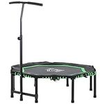 HOMCOM 48" Octagonal Mini Fitness Trampoline Rebounder Indoor Outdoor Foldable Mini Jumper with Adjustable Handle - Green