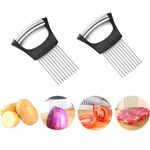 2 Pcs Onion Slicer, Onion Cutter, Onion Holder, Tomato Slicer, for Food Slicing Helper Kitchen Gadget Onion Cutter Slicer Vegetable Tools for Chopping Grating Fruit Assistant