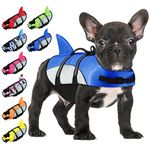 ALAGIRLS Dog Shark Life Jacket for Pool Swimming Boating, Adjustable Dog Safety Life Vest with Rescue Handle, Dog Life Preserver Water Flotation Vests for Small Medium Large Breeds, Upgraded-Blue M