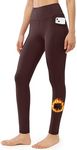 JOYSPELS Womens Fleece Lined Thermal Leggings High Waist Winter Warm Thick Leggings Gym Workout Running Yoga Pants for Women with Pockets Brown M