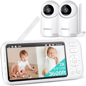 Jartoo 2K Video Baby Monitor with 2 Cameras and Audio, 3600ft Long Range Baby Monitor No WiFi, 5.5" Split Display, VOX - AI Cry Detect, ANR, IR Night Vision, 2-Way Audio, 6000mAh