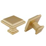 LONTAN 10 Pieces Gold Cabinet Knob Brass Cupboard Knobs Drawer Knobs Gold Knobs Square Zinc Alloy Cabinet Handles LS9111BB