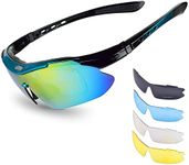 Cycling Glasses UV Protection, Sport Polarized Sunglasses with 5 Lenses for Women Men Suitable for Driving, Cycling, Fishing, Running and Golf