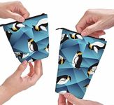 Swono Penguin Pencil Holder Abstract Blue Crystal Ice Stand Up Pencil Case Pencil Pouch Cosmetics Bag For Women Men