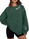 MYHALF Oversized Mama Crewneck Sweatshirt Women: Mom Graphic Shirt Funny Letter Print Momma Tops Casual Long Sleeve Pullover, Green, X-Large