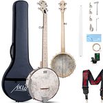 AKLOT 5 String Banjo, Adjustable Full Size Maple Banjo Open Back Remo Head with 2 Tuning Wrench 4 Picks Strings Tuner Strap Ruler Cleaning Cloth Gig Bag for Professionals