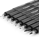 YISAN Black Drawing Pens,8 Size Art