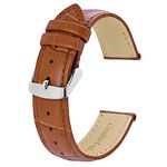 BISONSTRAP Watch Straps 22mm, Alligator Embossed Leather Watch Bands, Toffee Brown with Silver Buckle