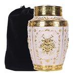 Urn for Human Ashes Adult Female - Rose Flower Cremation Urn Mom - Funeral Urn for Women Made of Zinc Alloy - Hold 200 Cubic inches of Ashes (Large Gold)