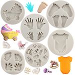 Sijiangmold Baby Silicone Fondant Molds Baby Shower Theme Cupcake Molds Baby Feet Fondant Mold Baby Hand Baby Carriage Mold For Birthday Cake Decorating Candy Chocolate Gum Paste Polymer Clay Set Of 6