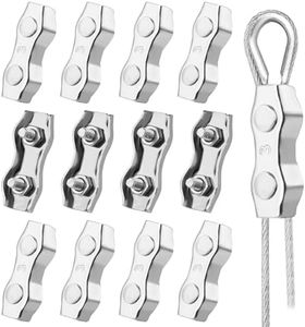 Giantree 12Pcs M3 Wire Rope Clamp, Stainless Steel Duplex Clamp 3mm Rope Connector Cable Clamps for Clothesline Tensioner Awning Fixed(Silver M3)