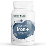 Ambrosial Iron Tablets High Strength 25mg| Iron Supplement for Women & Men| Blood Support & Helps Reduce Tiredness & Fatigue | Enhanced Absorption & Non - Constipating (Pack of 1-60 Capsules)