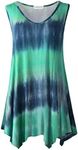 LARACE Tie Dye Shirt Women Plus Size Tank Top Sleeveless Tunic V Neck Blouse Flattering Summer Clothes(S, T05-Navy)