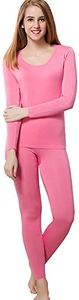 HEROBIKER Thermal Underwear Women Ultra-Soft Set Base Layer Top & Bottom Long Johns with Fleece Lined Winter Warm, Pink, Small