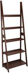 Amazon Basics Modern Ladder Bookcase With Solid Rubber Wood Frame - Walnut