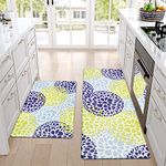 Homcomoda Kitchen Rugs and Mats Non Skid Waterproof Kitchen Rugs Sets of 2 Kitchen Mats for Floor Cushioned Anti-Fatigue PVC Carpets for Kitchen Laundry Room Office