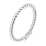 Milacolato 925 Sterling Silver Ring for Women Girls, 18K White Gold Plated Sterling Silver Twist Band Rings, 1.5mm Thin Wedding Engagement Promise Finger Ring Size U 1/2